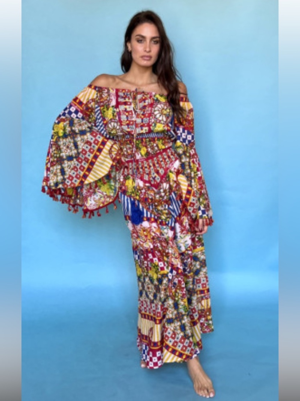 Antica Sartoria Colorful Off-Shoulder Romper Jumpsuit NWT O/S - Picture 2 of 2